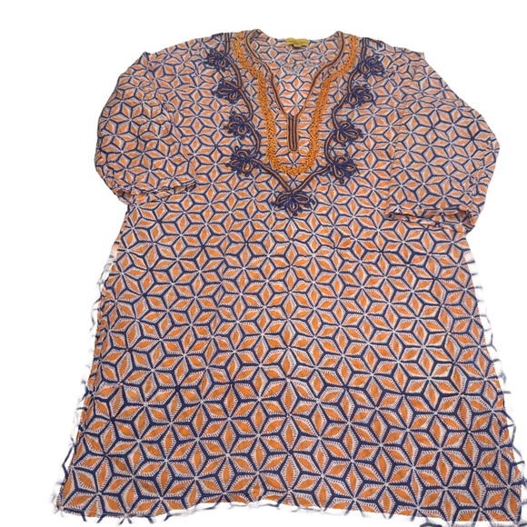 Roberta Roller Rabbit Cotton Embroidered Cover Up Tunic Blouse Top Shirt Sz XS - Picture 2 of 13